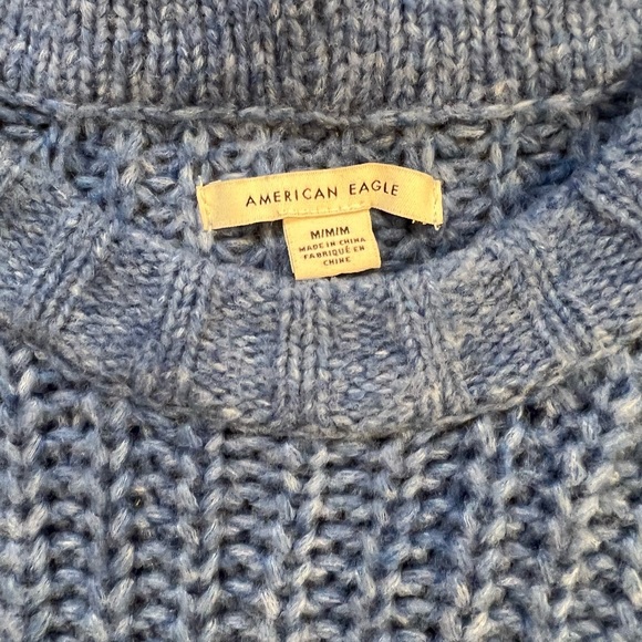 Sky Blue Cable Knit Cropped Sweater - Picture 4 of 4